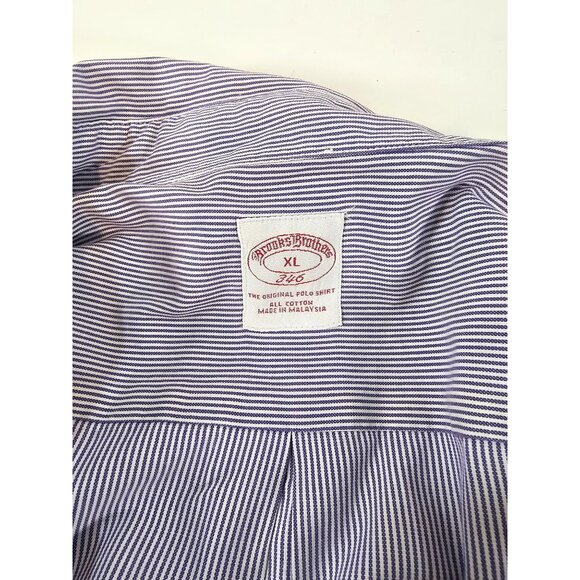 Brooks Brothers 346 Purple White Striped Dress Shirt Size XL Button Front - Picture 3 of 3